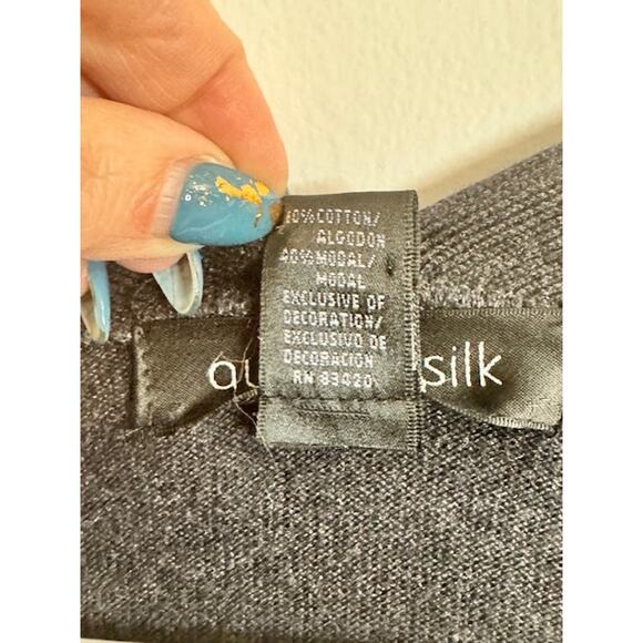 August Silk Cardigan- Women's Size XL- Charcoal Gray W/Camel Colored Accents - Picture 5 of 7